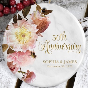 50th Wedding Anniversary Ornament Gift For Parents • 50th Wedding Anniversary • Golden Wedding Anniversary Ceramic Ornament