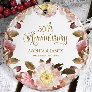 50th Wedding Anniversary Ornament Gift For Parents • 50th Wedding Anniversary • Golden Wedding Anniversary Ceramic Ornament