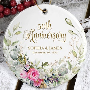 50th Wedding Anniversary Ornament Gift For Parents • 50th Wedding Anniversary • 50th Anniversary Ceramic Ornament | Golden Anniversary