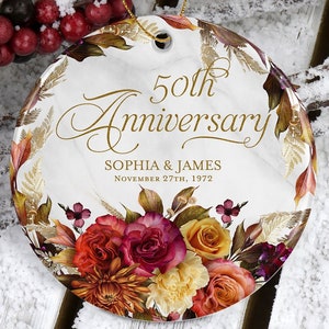 50th Wedding Anniversary Ornament Gift For Parents • 50th Wedding Anniversary Ornament • Golden Wedding Anniversary Ceramic Ornament