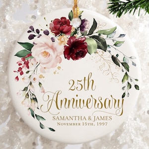 25th Wedding Anniversary Ornament Gift For Couple | Anniversary Ceramic Ornament | Anniversary Gift For Parents | Wedding Anniversary Gift