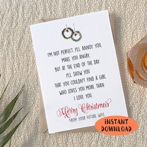 Não sou perfeito Cartão de Natal digital para o futuro marido • Cartão de download digital para o Natal • Cartão de download instantâneo para o marido