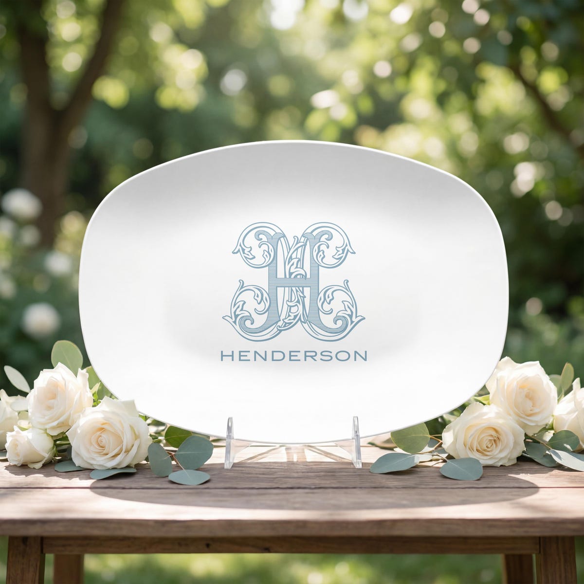 French Blue Monogrammed Serving Platter | Personalized Wedding Gift - Etsy