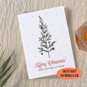 Merry Christmas Minimalist Digital Greeting Card • Digital Download Card • Merry Christmas From Our Family To Yours Digital Card