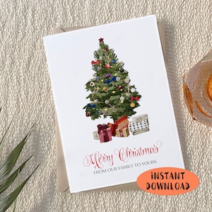 Merry Christmas Digital Greeting Card Christmas Tree • Digital Download Card • Merry Christmas From Our Family To Yours Digital Card