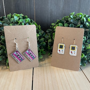 Gameboy and mix cassette tape retro 90s earrings novelty jewelry