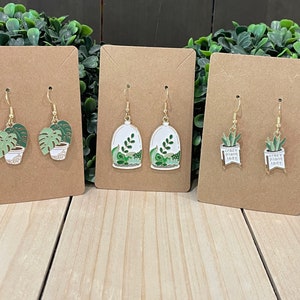 Potted plants crazy plant lady enamel novelty earrings