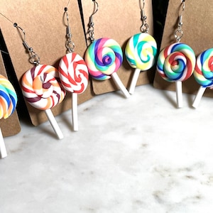 Kawaii Clay lollipop Dangle Earrings, kawaii cabochan lollipop