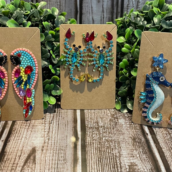 Jumbo scorpion, seahorse and parrot earrings summer jewelry rhinestone jewelry animal jewelry wild life jewelry sealife jewelry