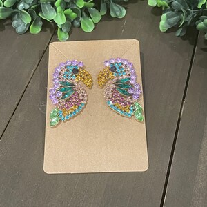 Rhinestone Bird Animal stud earrings