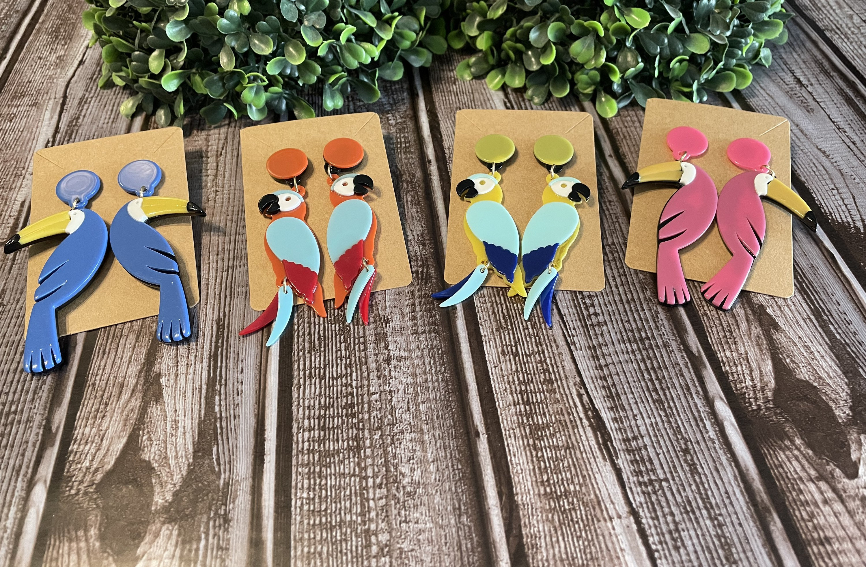 Boucles D'oreilles Acrylique Pop Art Toucan Effet Miroir - Style Rétro Tendance, Sans Marque, Neuf Sans Emballage