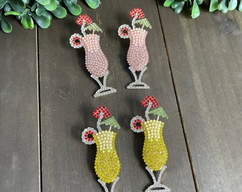 Rhinestone Tropical Drink Stud Earrings, Summer Statement Jewelry