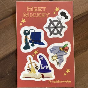 Meet Mickey Themed Sticker Sheet | ToonTown Cartoon Cute | Water Bottle Planner Laptop Waterproof Decorative
