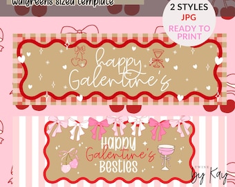 2x6 Editable Galentine Banner and Border Templates Digital Download | Valentine Hand Painted Banner Borders | Valentine Party Decor