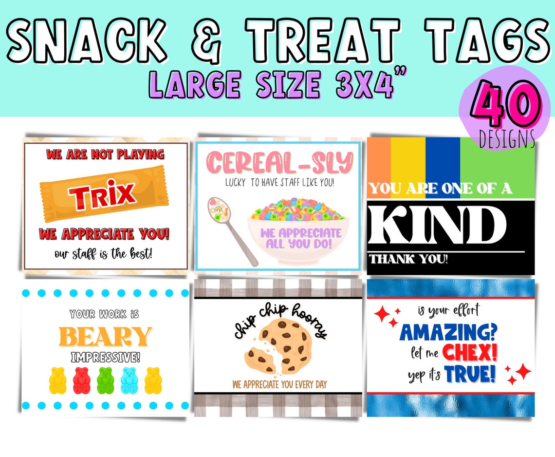 Snack and Candy Treat Tags for Employee Teacher Nurse Etsy