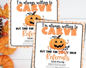 Idea pop-by per agente immobiliare di Halloween, tag di riferimento per agente immobiliare autunnale, regalo di chiusura, / tag regalo per agente immobiliare modificabile / marketing autunnale POP-BY