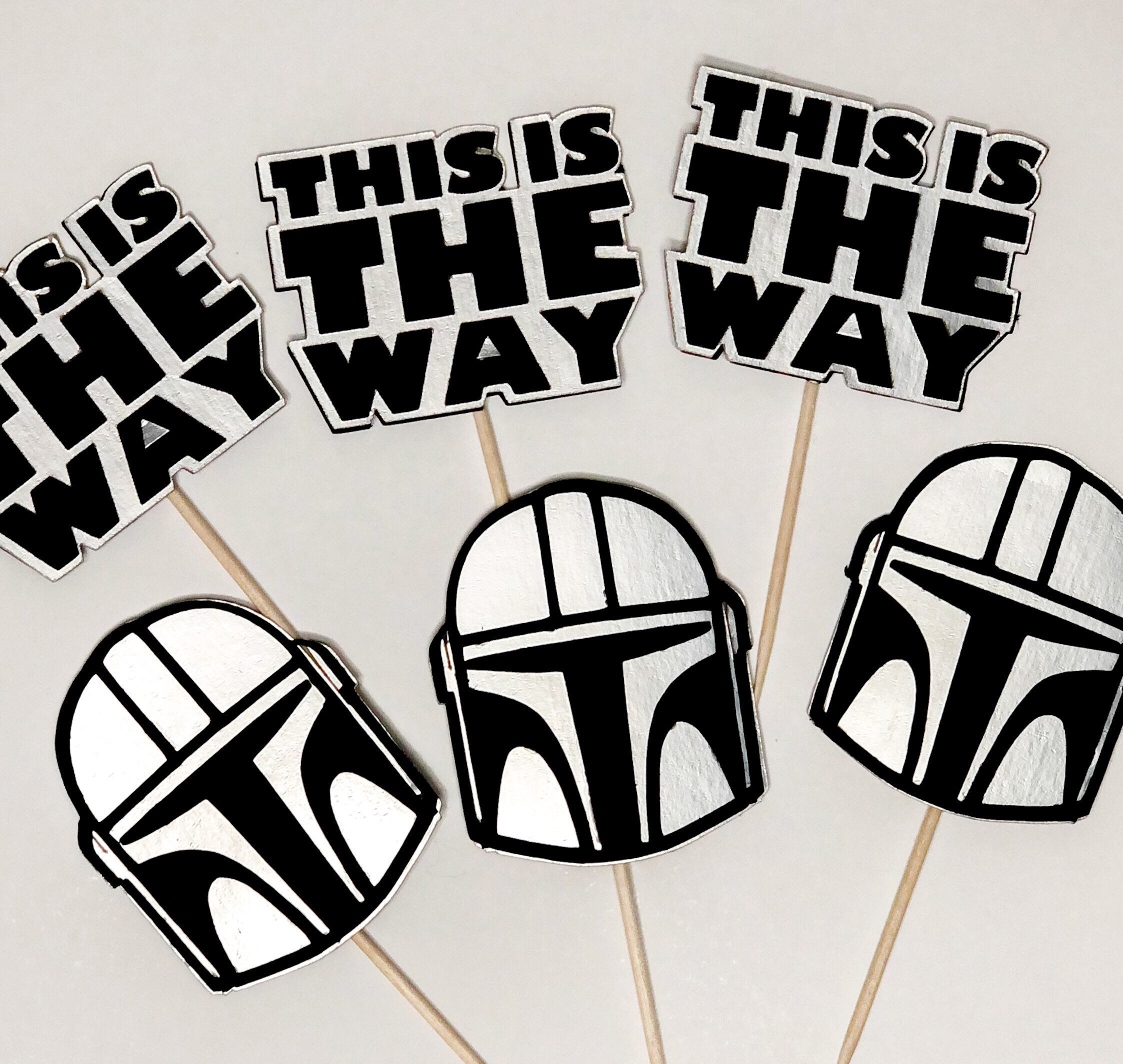 Baby Yoda Cake Topper Mandalorian Cupcake Toppers Star Wars Etsy