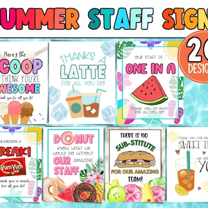 Lunch  Ice cream,coffee Staff Appreciation. Summer Appreciaiton Sign Bundle of 20. Nurse, Teacher, Employee Appreciation. Donut appreciation