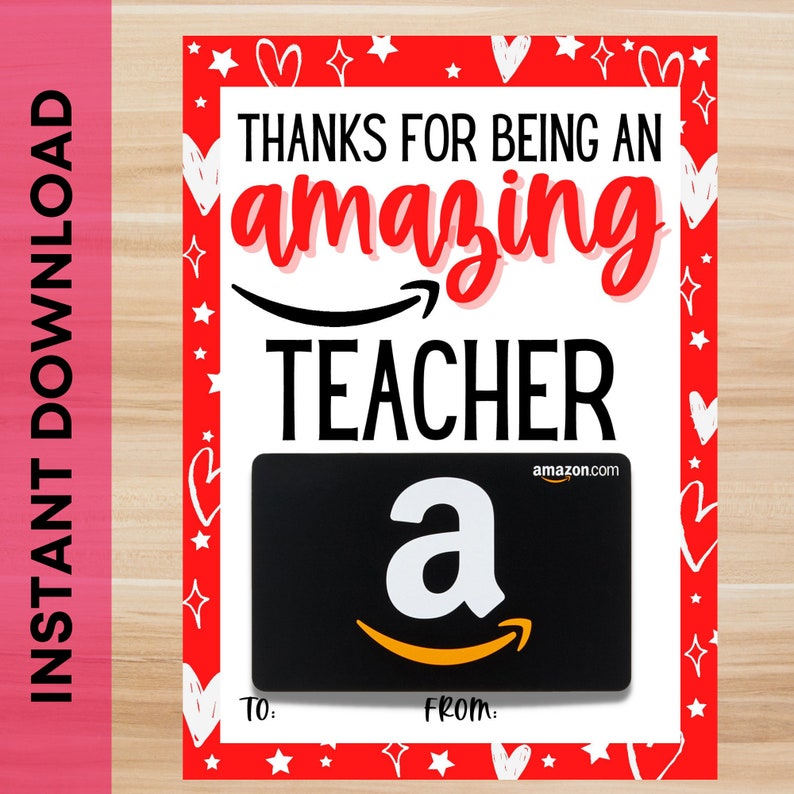 Amazing TEACHER Amazon Gift Card Holder Teacher Gift Card Etsy