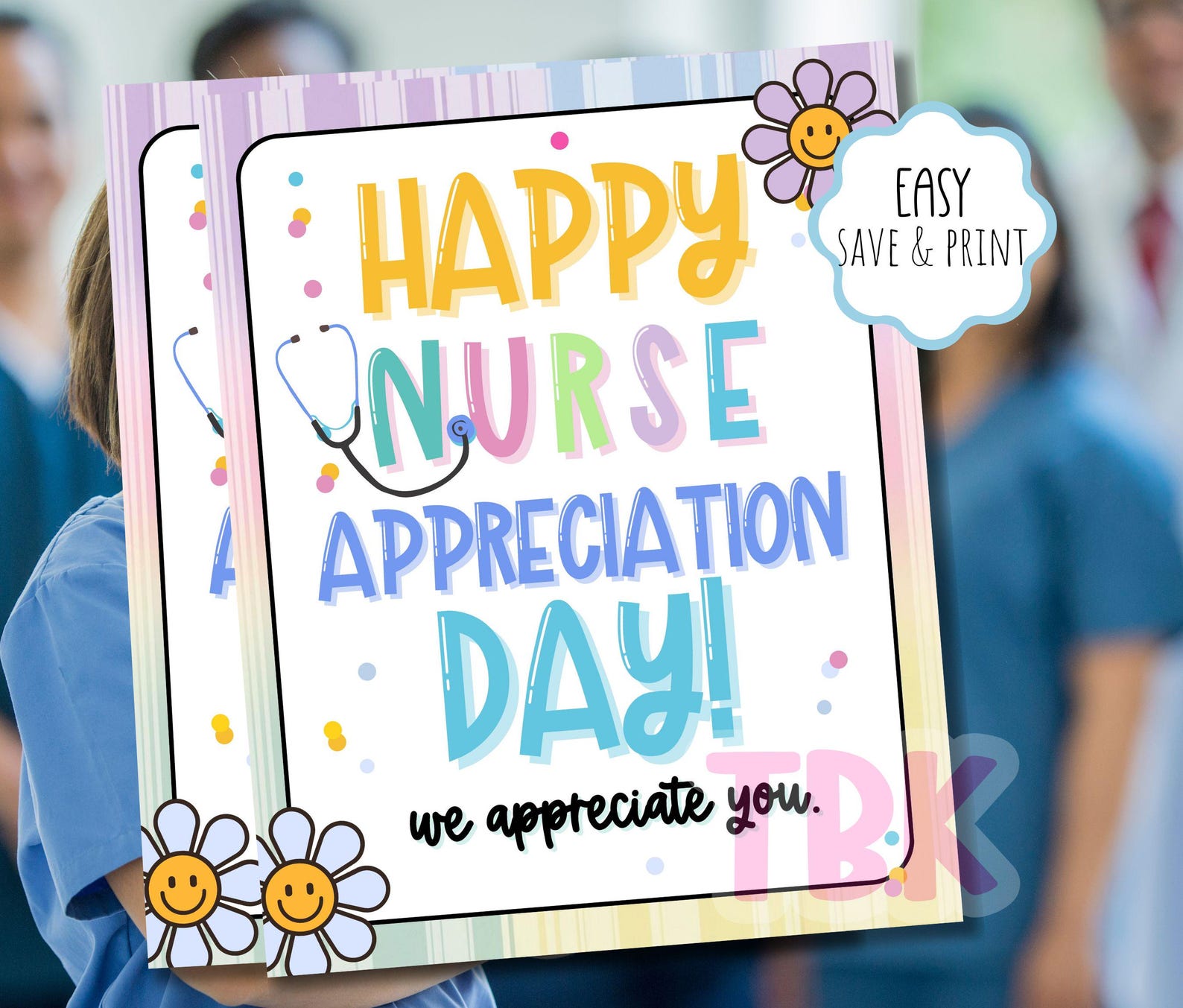 Retro Nurse Appreciation Sign: Printable 8x10