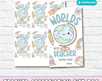 Cadeaukaartje voor beste leraar ter wereld | De wereld heeft meer leraren zoals jij nodig Afdrukbare tag voor waardering van leraren