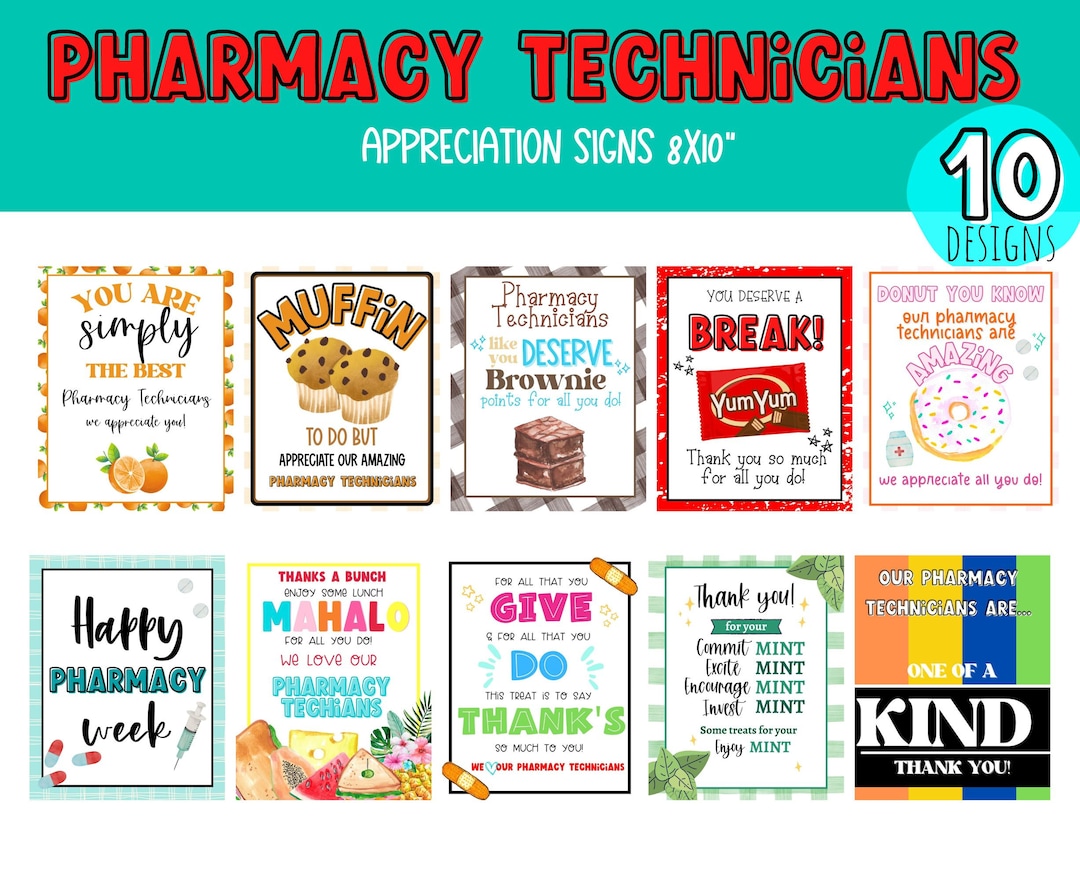 Pharmacy Technicians Week Printable Signs. Happy Pharmacist Week
