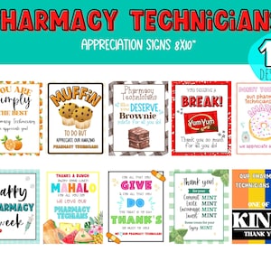 Pharmacy Technicians  week printable signs. Happy pharmacist week appreciation gift. Pharmacy Tech appreciation.