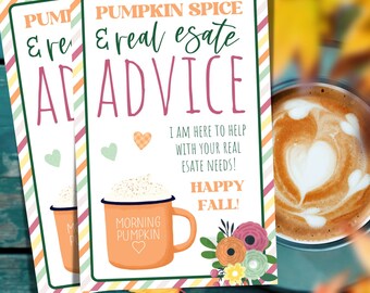 Tag pop-up autunnale dell'agente immobiliare: regalo per i clienti a base di spezie alla zucca (download digitale)
