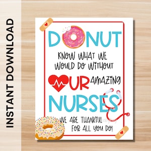 Druckbare Krankenschwestern Donut wissen, was wir ohne Ihr Mitarbeiter-Anerkennungs-Zeichen tun würden.