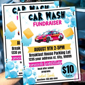 Car Wash Fundraiser Event Flyer Template | Community event | Church Car wash | School fundraiser