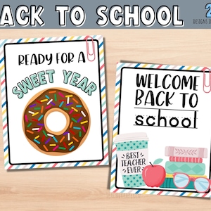 Donut Teacher Appreciation, Welcome back to school. Ready for a SWEET year. First day of school treat. Thanks a Latte. Donut box sign.