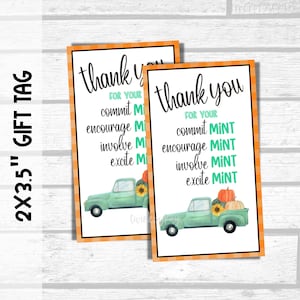 Personalize Teacher Appreciation Mint Printable Tags. Thank You for Teacher, Nurse, Social Worker.