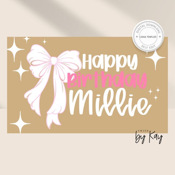 Custom Butcher Paper Banner |  Event Banner, Personalized Banner, 16th Birthday BowsEditable Border Designs | 60x36 Inch Bow Birthday Banner