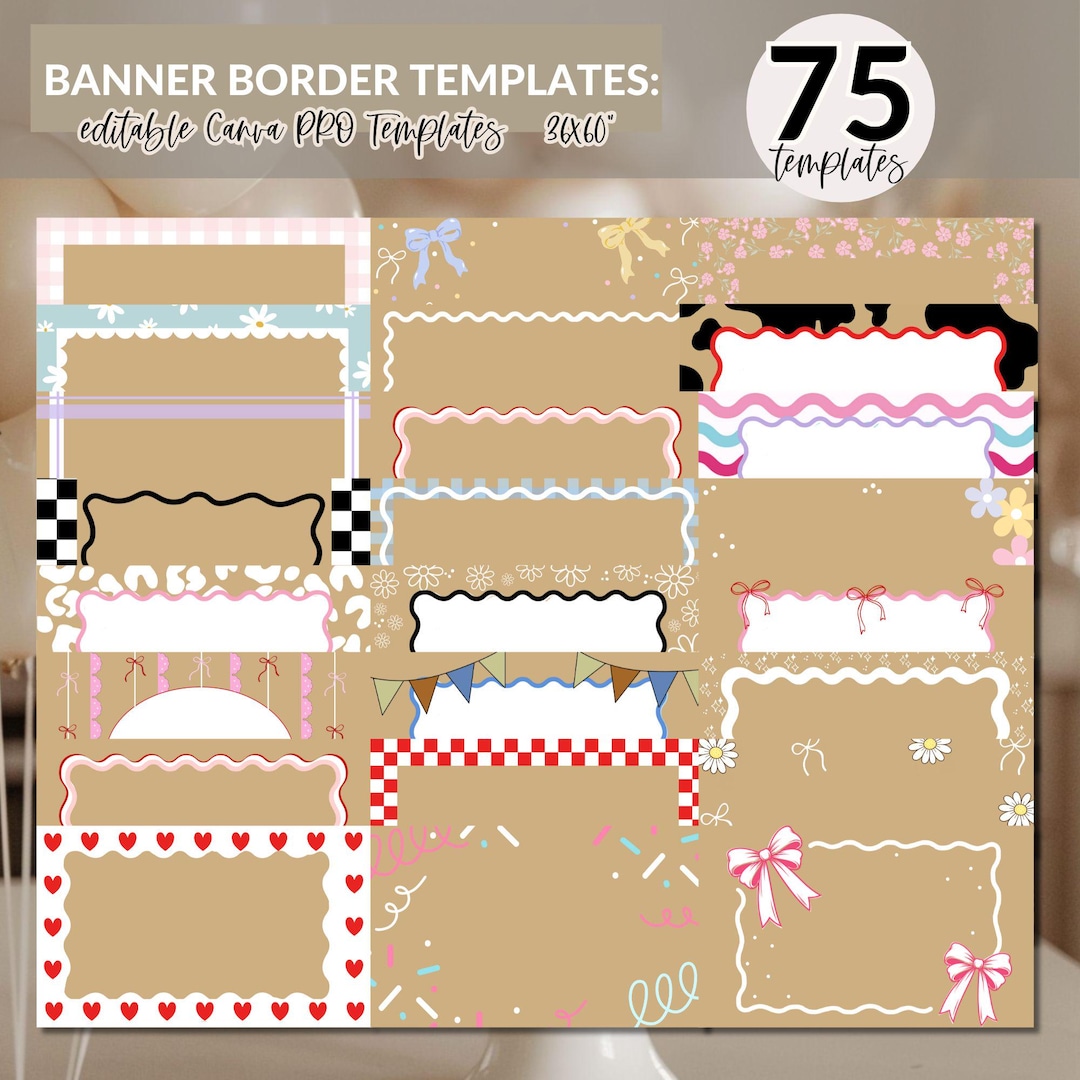 Editable Banner and Border Templates Digital Download | 75+ Hand ...