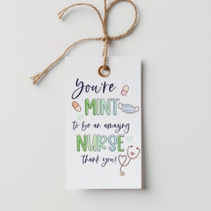 Mint NURSE Appreciation Mint Printable Tags. Nurse appreciation gift.