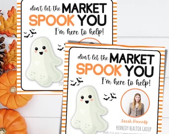 Halloween agente immobiliare Pop per idea, tag agente immobiliare referral autunnale, regalo di chiusura, / tag regalo agente immobiliare modificabile / marketing autunnale POP-BY