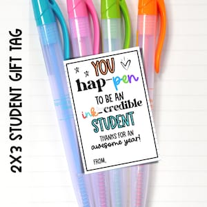 ink-credible student gift for end of year. 2X3 Gift tag.