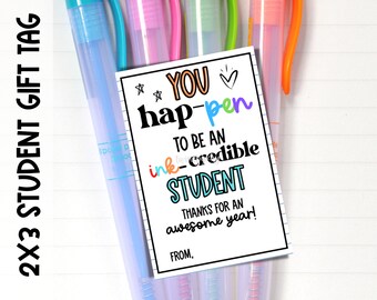 ink-credible student gift for end of year. 2X3 Gift tag.