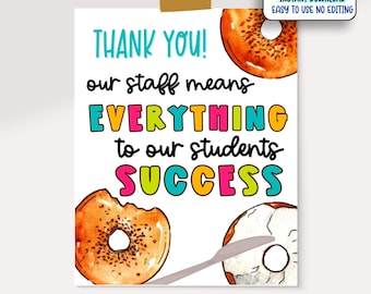 Bagel Staff Appreciation Sign: Thank You Breakfast Decor (Digital Download)