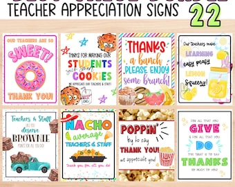 Teacher Staff Appreciation Sign VALUE  Bundle of 22. TEACHER appreciation 2024 | Donut Sign | Teacher Appreciation Week | Nacho Sign
