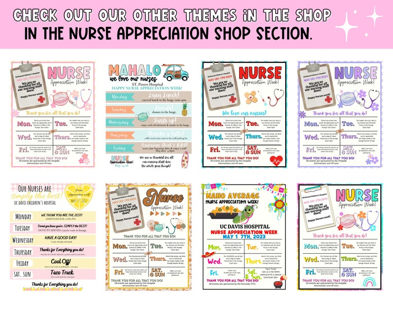 Beach Nurses Appreciation Week 2023 Template Schedule. You Are Etsy
