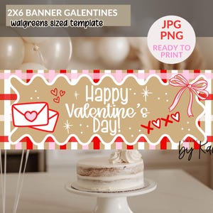 2x6 EDITABLE Galentine Banner and Border Templates Digital Download | Valentine Hand Painted Banner Borders | Valentine Party Decor