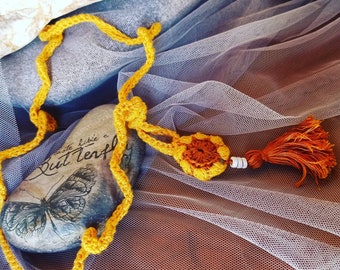Crochet boho necklace, knit necklace, Rock jewellery