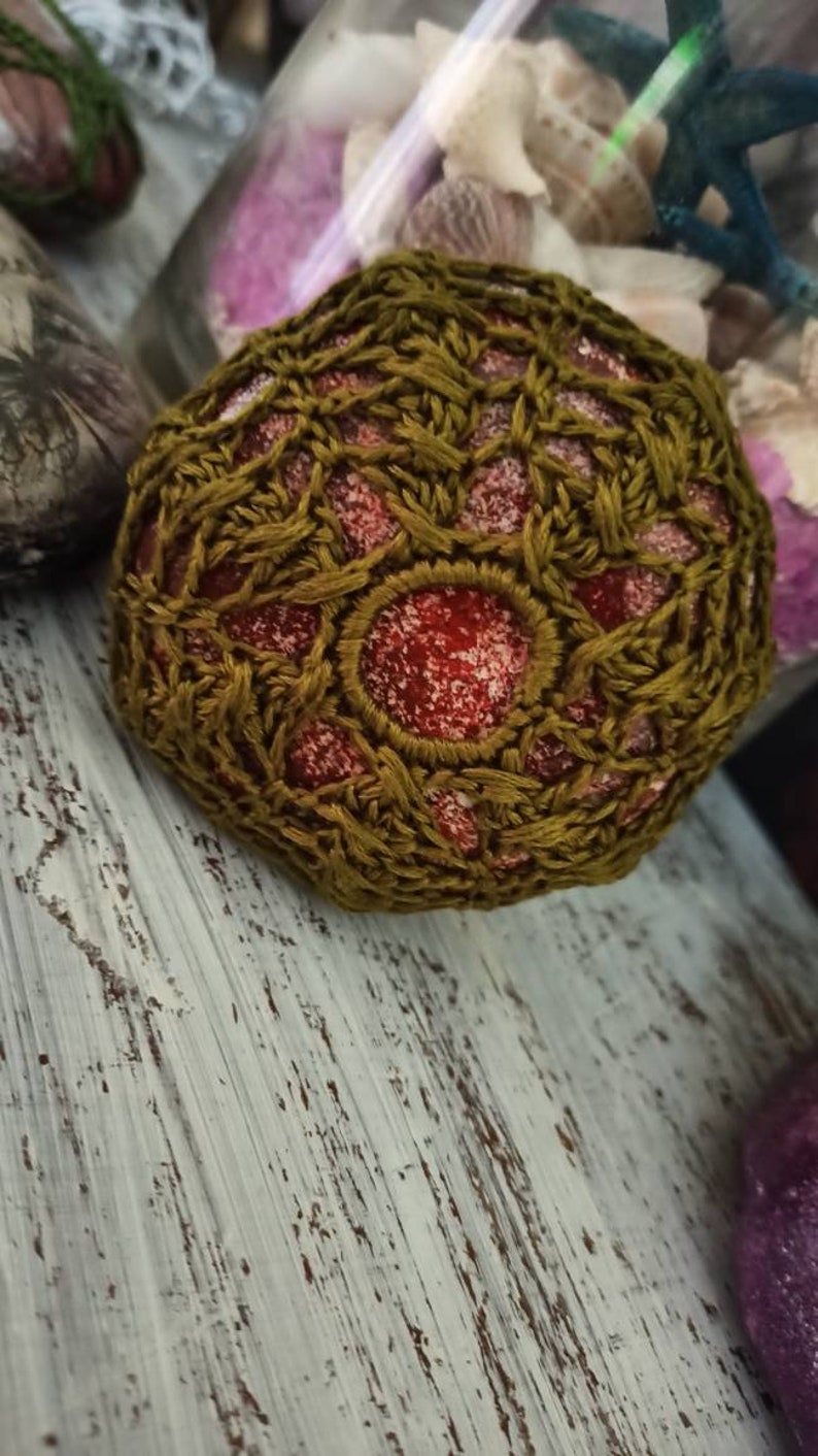 Knitted beach stone Crochet lace stone cover