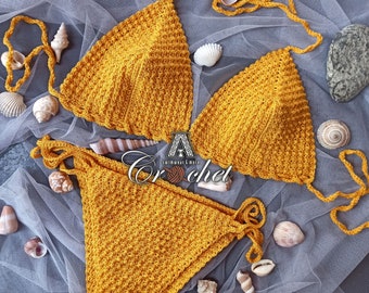 Sexy Crochet bikini set, Knit swimsuit, Crochet swimwear