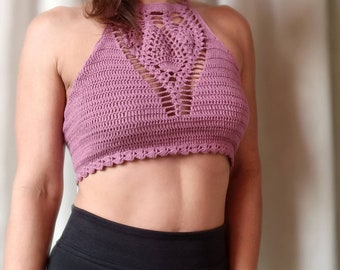 Crochet halter top, Festival top, Modern top, Hippie,  Boho top,  Sexy crop top,  Summer wear, Bralette