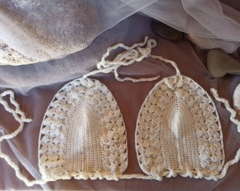 Crochet bikini top, knit swimwear top