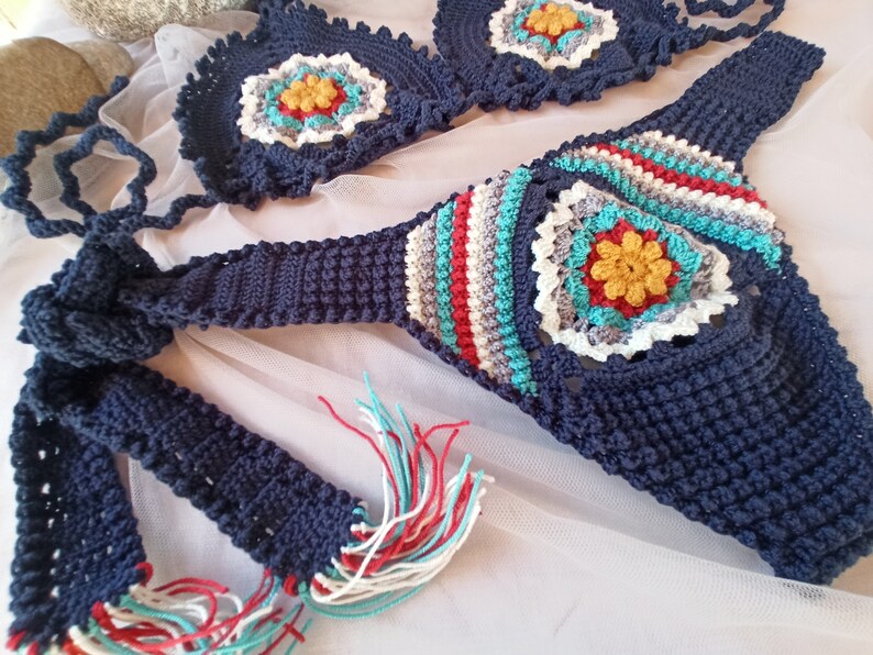 Granny Square Crochet Bikini Set Crochet Thong Bikini Granny Etsy