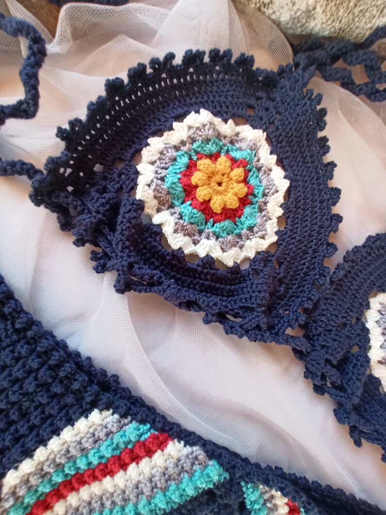 Granny Square Crochet Bikini Set Crochet Thong Bikini Granny Etsy