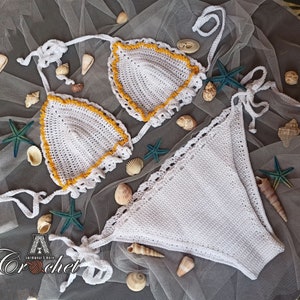 Häkeln Sie Bikini-Set, Handgemachtes Bikini-Oberteil, Häkeln Sie Sommer-Set, Häkeln Sie buntes Bikini-Set, Handgestricktes Bikini-Oberteil